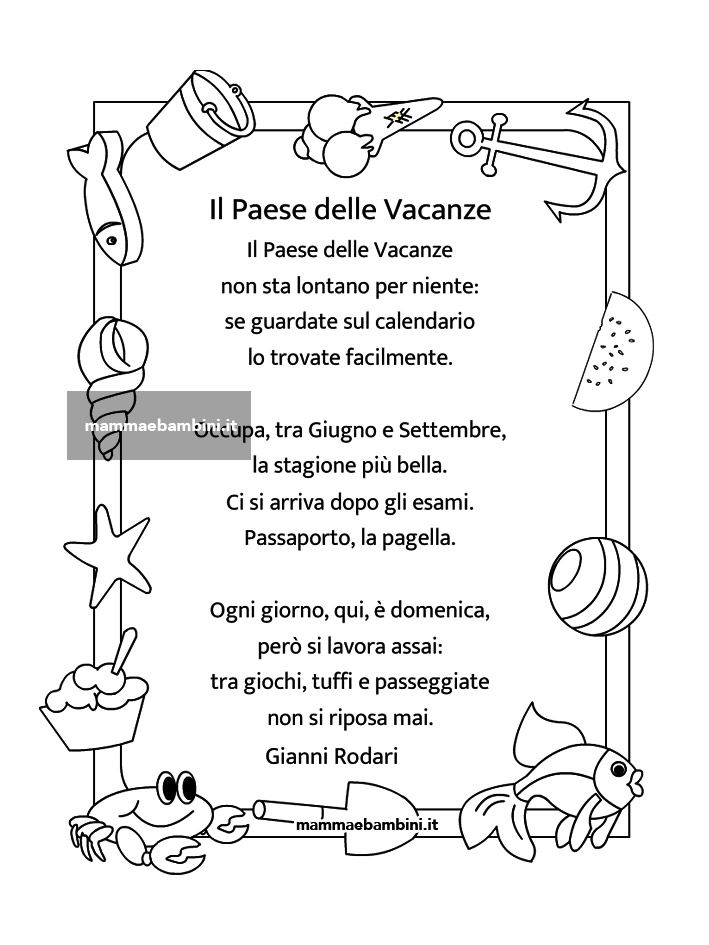 Poesia sulle vacanze - Mamma e Bambini